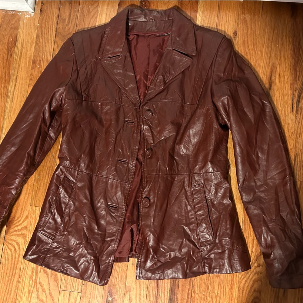 Vintage Burgundy Leather Jacket